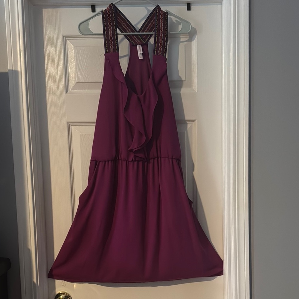Purple Sleeveless Ruffle Dress